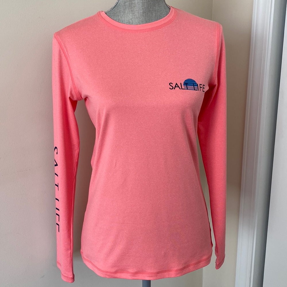 Salt Life Long Sleeve SPF 30 Swim Shirt Pink Size Small